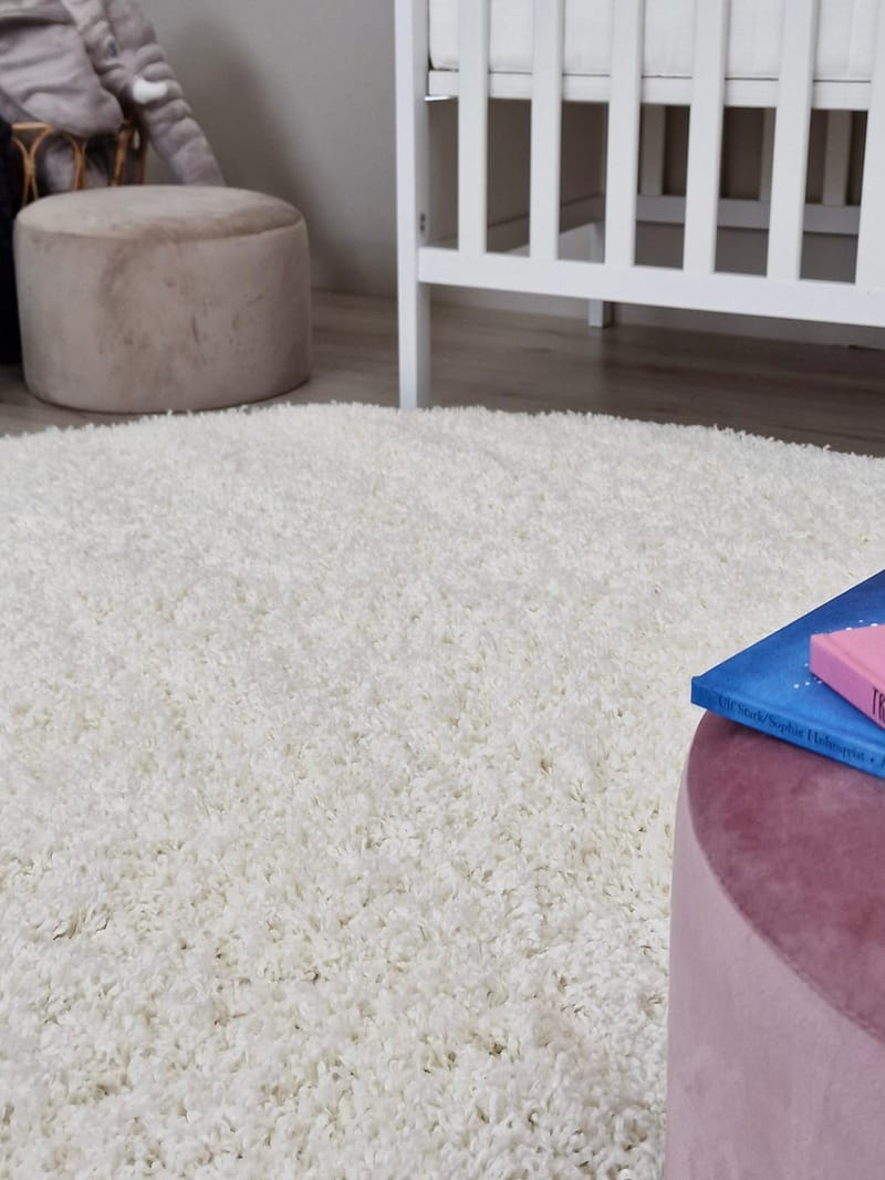 Lounge Ryamatta 200 cm Rund - Vit - Products - Textil & mattor - Matta - Modern matta - Ryamatta