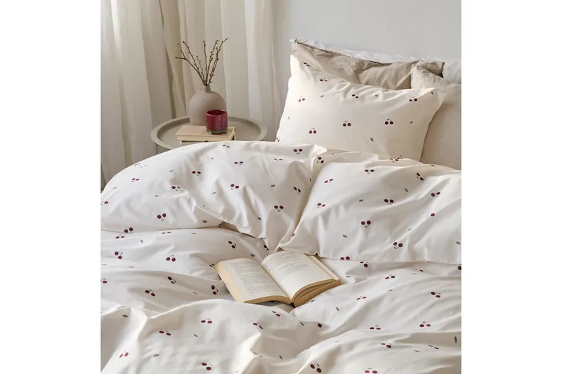 Påslakanset Enkelsäng 2-Dels Körsbär Sand - Products - Textil & mattor - Sängkläder - Bäddset & påslakanset - Påslakanset enkelsäng