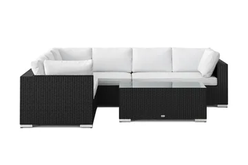 Bahamas L-formad utesoffa höger, 6-sits med bord - Svart - Products - Utemöbler & utemiljö - Loungemöbler - Loungeset & loungegrupp