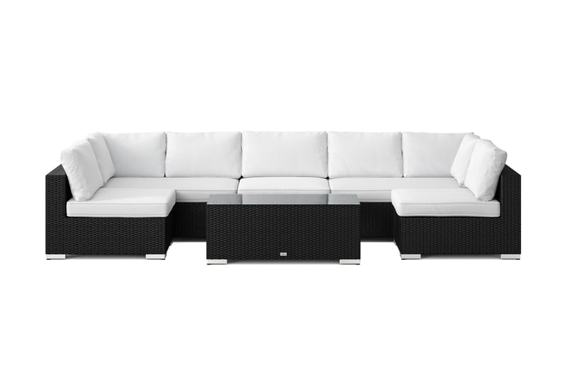 Bahamas U-formad utomhus loungegrupp med öppet avslut, 7-sits med bord - Svart - Products - Utemöbler & utemiljö - Loungemöbler - Loungeset & loungegrupp