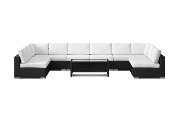 Bahamas U-formad utomhus loungegrupp med öppet avslut, 9-sits med bord och hylla - Svart - Products - Utemöbler & utemiljö - Loungemöbler - Loungeset & loungegrupp