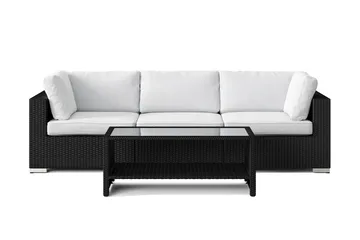 Bahamas utesoffa 3-sits med bord och hylla - Svart - Products - Utemöbler & utemiljö - Loungemöbler - Loungeset & loungegrupp