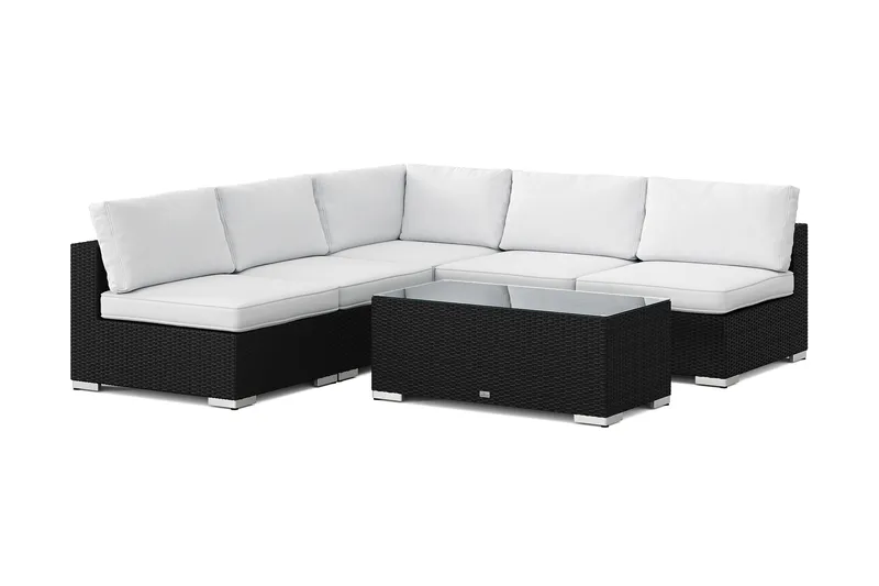 Bahamas utomhus hörnsoffa 5-sits vändbar med öppet avslut och bord, Svart