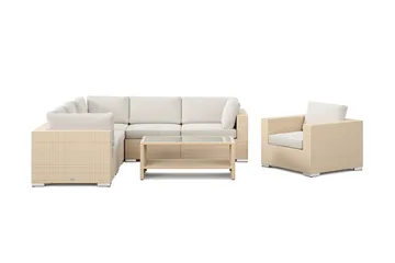Bahamas utomhus hörnsoffa 6-sits vändbar med fåtölj och bord med hylla - Beige - Products - Utemöbler & utemiljö - Loungemöbler - Loungeset & loungegrupp