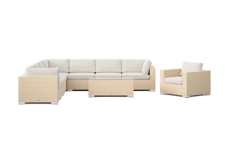 Bahamas utomhus hörnsoffa 8-sits vändbar med fåtölj och bord - Beige - Products - Utemöbler & utemiljö - Loungemöbler - Loungeset & loungegrupp