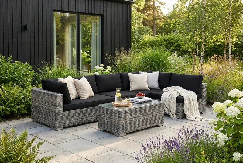 Bahamas utomhus loungegrupp 6-sits med vändbar schäslong och bord - Grå - Products - Utemöbler & utemiljö - Loungemöbler - Loungeset & loungegrupp