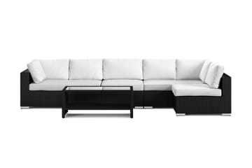 Bahamas utomhus loungegrupp 6-sits med vändbar schäslong och bord med hylla - Svart - Products - Utemöbler & utemiljö - Loungemöbler - Loungeset & loungegrupp