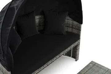 Florens Rund dubbel Solsäng med tak - Soffbord med glasskiva i konstrotting - Grå - Products - Utemöbler & utemiljö - Loungemöbler - Solbädd