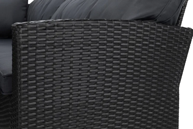 James Light Soffgrupp och Loungegrupp Utomhus  5-sits i konstrotting för Trädgård och Uteplats - Svart / Svarta dynor - Products - Utemöbler & utemiljö - Loungemöbler - Loungeset & loungegrupp