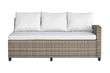 James Light Stor L-formad vändbar loungegrupp utomhus i konstrotting med förvaring och vita dynor - Brun / Beige - Products - Utemöbler & utemiljö - Loungemöbler - Loungeset & loungegrupp