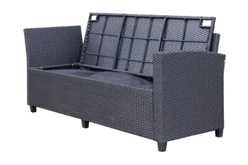 James Light Stor L-formad vändbar loungegrupp utomhus i konstrotting med förvaring och vita dynor - Svart - Products - Utemöbler & utemiljö - Loungemöbler - Loungeset & loungegrupp