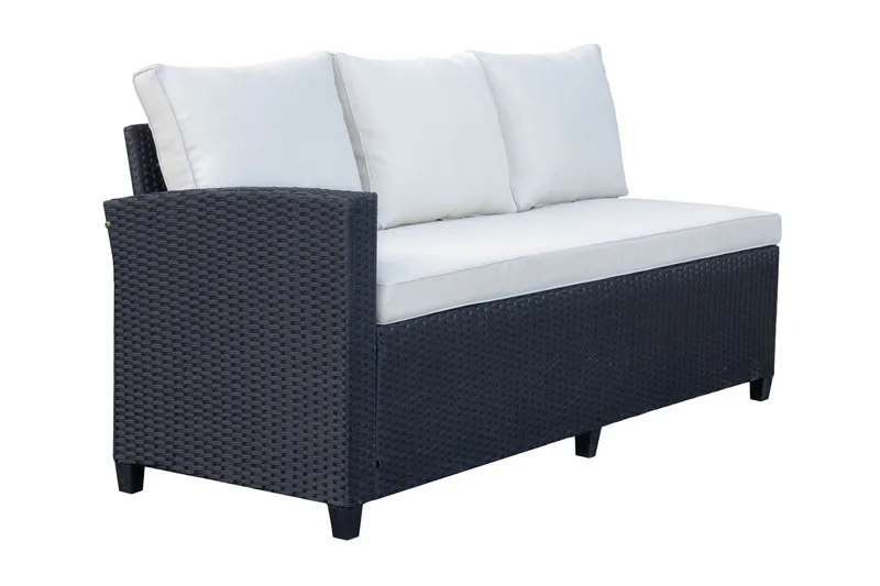 James Light Stor L-formad vändbar loungegrupp utomhus i konstrotting med förvaring och vita dynor - Svart - Products - Utemöbler & utemiljö - Loungemöbler - Loungeset & loungegrupp