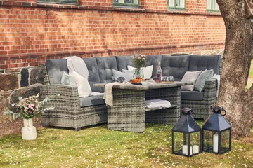 James Lyx Loungegrupp Vändbar - Grå / Svarta dynor - Products - Utemöbler & utemiljö - Loungemöbler - Loungeset & loungegrupp