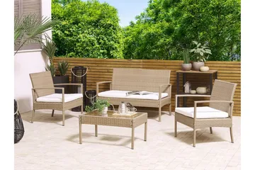 Loungegrupp Utomhus 4-sits konstrotting ljusbrun MARSALA - Trä/natur - Products - Utemöbler & utemiljö - Loungemöbler - Loungeset & loungegrupp
