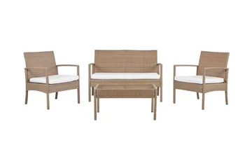 Loungegrupp Utomhus 4-sits konstrotting ljusbrun MARSALA - Trä/natur - Products - Utemöbler & utemiljö - Loungemöbler - Loungeset & loungegrupp