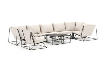 Usteryd utomhus hörnsoffa 7-sits vändbar med fåtölj - Svart/Beige - Products - Utemöbler & utemiljö - Loungemöbler - Loungesoffor