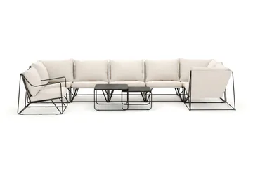 Usteryd utomhus hörnsoffa 7-sits vändbar med fåtölj - Svart/Beige - Products - Utemöbler & utemiljö - Loungemöbler - Loungesoffor