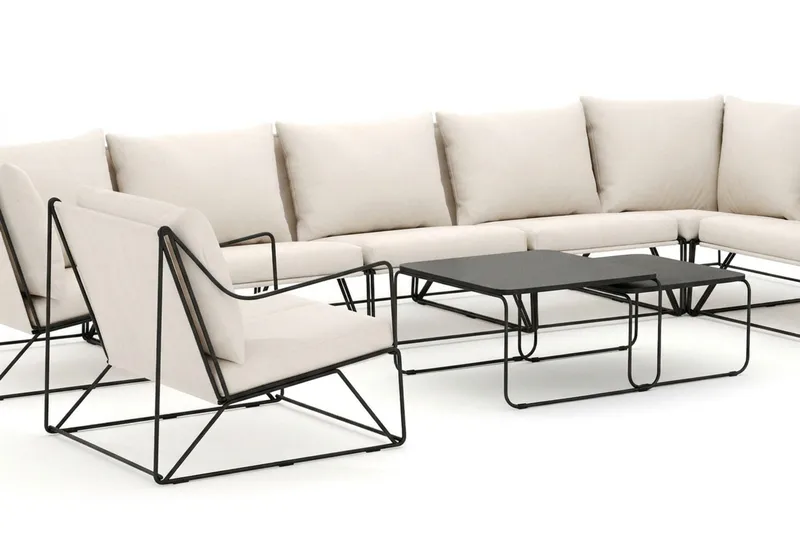 Usteryd utomhus L-soffa 8-sits vändbar med fåtölj - Svart/Beige - Products - Utemöbler & utemiljö - Loungemöbler - Loungesoffor