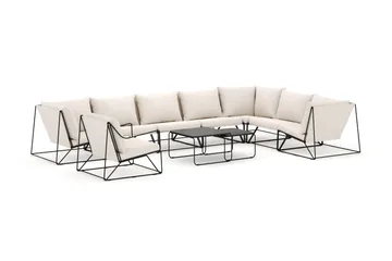 Usteryd utomhus L-soffa 8-sits vändbar med fåtölj - Svart/Beige - Products - Utemöbler & utemiljö - Loungemöbler - Loungesoffor