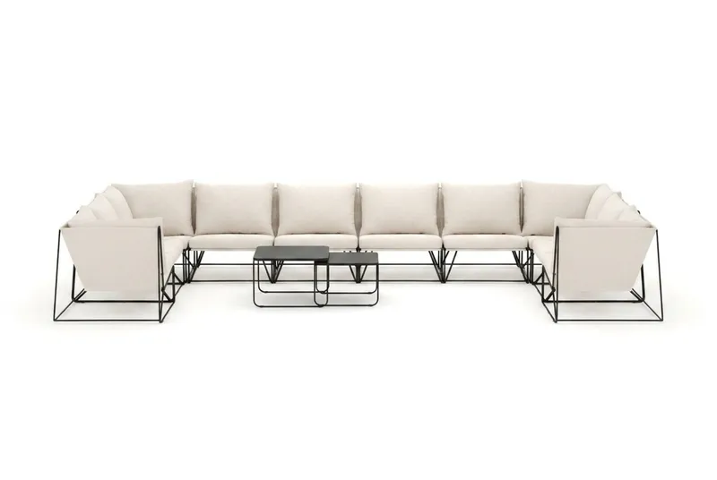 Usteryd utomhus U-soffa 10-sits med stängt avslut - Svart/Beige - Products - Utemöbler & utemiljö - Loungemöbler - Loungeset & loungegrupp
