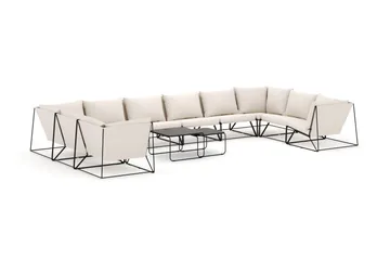 Usteryd utomhus U-soffa 10-sits med stängt avslut - Svart/Beige - Products - Utemöbler & utemiljö - Loungemöbler - Loungeset & loungegrupp