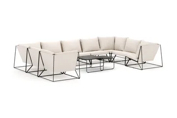 Usteryd utomhus U-soffa 9-sits med stängt avslut - Svart/Beige - Products - Utemöbler & utemiljö - Loungemöbler - Loungeset & loungegrupp