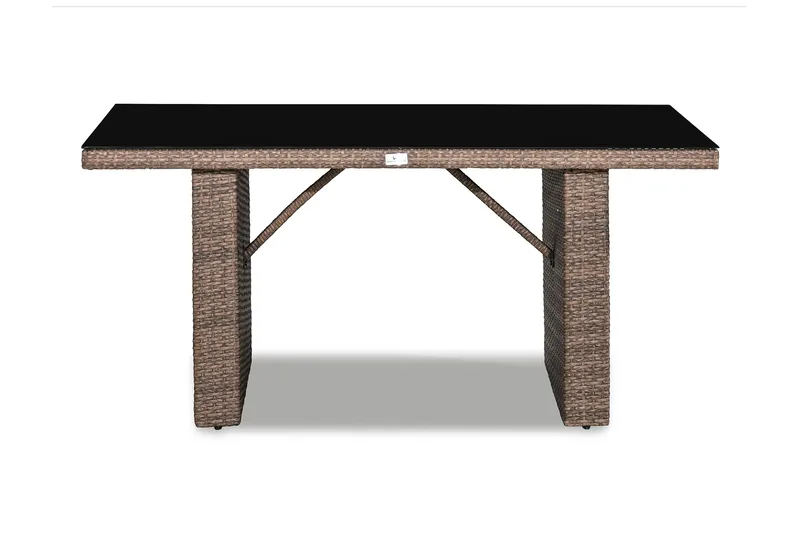 James Utebord 85x145 cm – Matbord utomhus i konstrotting med bordsskiva i Glas - Sand Brun - Products - Utemöbler & utemiljö - Utebord & trädgårdsbord - Matbord utomhus