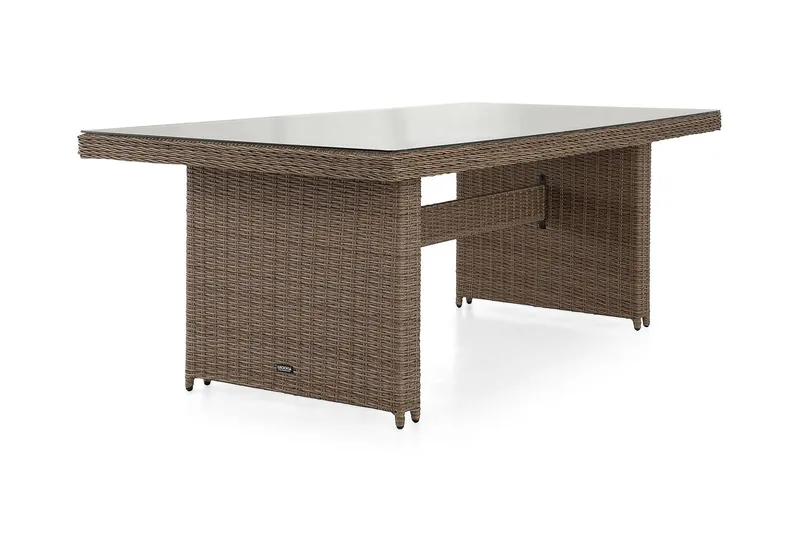 Marcus Stort Matbord Utomhus 200x100 cm – Utebord i konstrotting med glasskiva för Uteplats och Trädgård - Natur Trä - Products - Utemöbler & utemiljö - Utebord & trädgårdsbord - Matbord utomhus