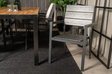 Bois Matgrupp Utomhus 200cm + 6 Levels Stapelbara Matstolar - Svart - Products - Utemöbler & utemiljö - Utegrupp - Matgrupp utomhus