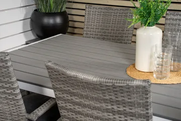 Break Matgrupp Utomhus 205 cm + 6 st Anna Karmstolar Utomhus - Grå /Vit - Products - Utemöbler & utemiljö - Utegrupp - Matgrupp utomhus