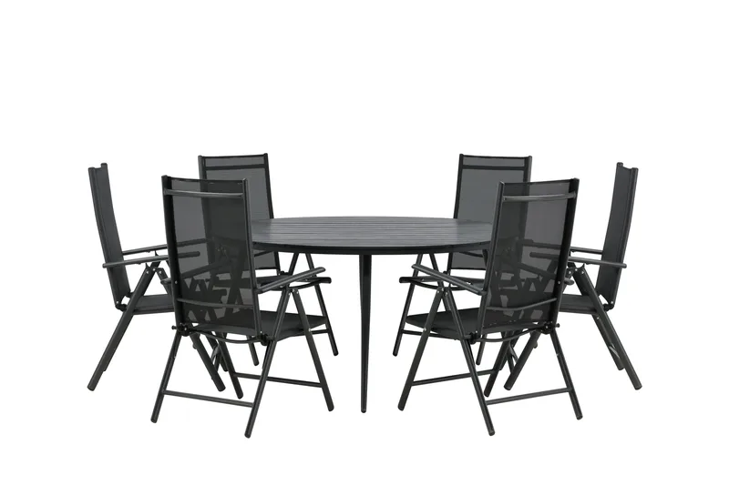 Break Matgrupp Utomhus Rund 150 cm + 6 Break Positionsstol - Svart - Products - Utemöbler & utemiljö - Utegrupp - Matgrupp utomhus