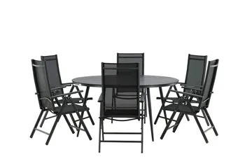 Break Matgrupp Utomhus Rund 150 cm + 6 Break Positionsstol - Svart - Products - Utemöbler & utemiljö - Utegrupp - Matgrupp utomhus