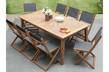 Cesana Trädgårdsmöbelset Med Utebord + 8 Utestolar+Schäslong 2 St - Trä/Natur - Products - Utemöbler & utemiljö - Utegrupp - Matgrupp utomhus