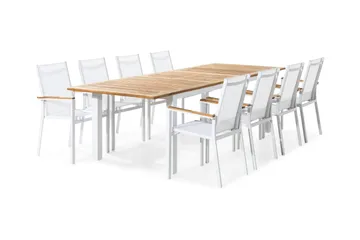 Las Matgrupp Utomhus Vegas 220-280x100 + 8 Stapelstolar - Teak/Vit - Products - Utemöbler & utemiljö - Utegrupp - Matgrupp utomhus
