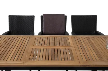 Las Vegas Matgrupp Utomhus 152-210 + 6 Thor Fåtölj - Svart/Teak/Svart - Products - Utemöbler & utemiljö - Utegrupp - Matgrupp utomhus