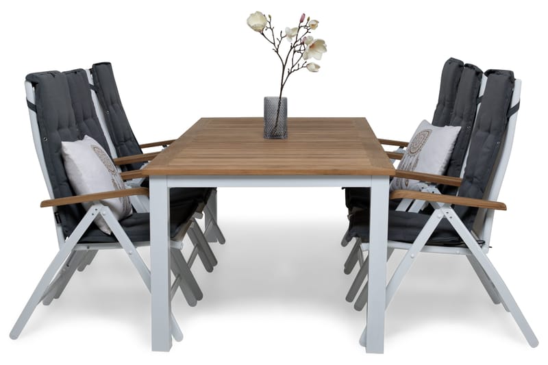 Las Vegas Matgrupp Utomhus 220-280 + 6 Positionsstol Lyx m Dyna - Vit/Teak/Vit/Teak/Grå - Products - Utemöbler & utemiljö - Utegrupp - Matgrupp utomhus