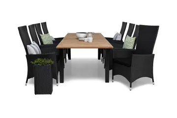 Las Vegas Matgrupp Utomhus 220-280 + 8 Jenny Ställbar Fåtölj - Inkl Dyna Svart/Teak - Products - Utemöbler & utemiljö - Utegrupp - Matgrupp utomhus