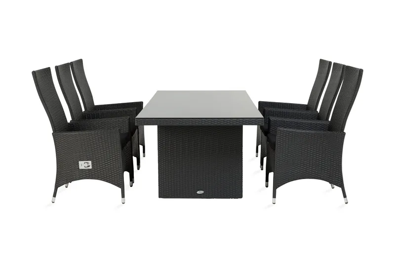 Majestic Matgrupp Utomhus 210 + 6 Jenny Ställbar Fåtölj, Svart