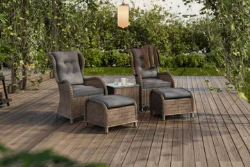 Marcus Caféset med 2 Öronlappsfåtöljer med Fotpall m Dyna - Grå - Products - Utemöbler & utemiljö - Utegrupp - Cafegrupp & cafeset