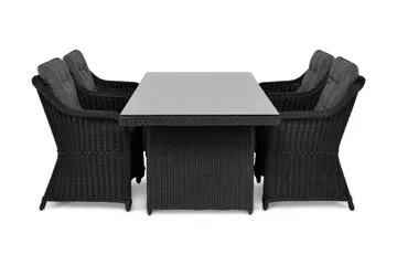 Marcus Matgrupp Utomhus 200 + 4 Fåtöljer m Dyna, Svart