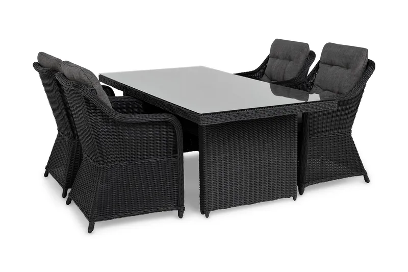 Marcus Matgrupp Utomhus 200 + 4 Fåtöljer m Dyna - Svart - Products - Utemöbler & utemiljö - Utegrupp - Matgrupp utomhus