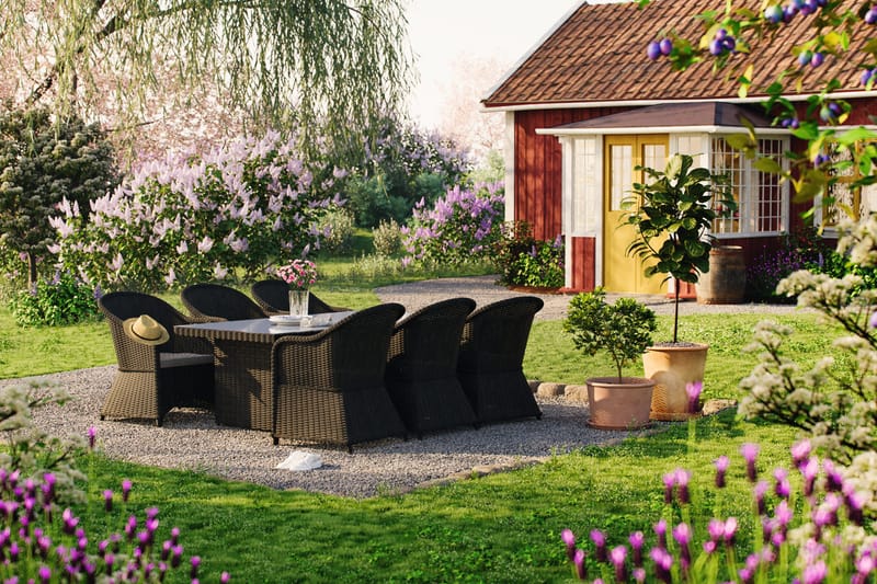 Marcus Matgrupp Utomhus 200 + 6 Light Fåtöljer m Dyna - Svart - Products - Utemöbler & utemiljö - Utegrupp - Matgrupp utomhus