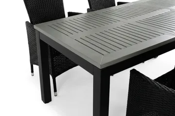Monaco förlängningsbar matgrupp utomhus inkl. iläggskiva 150-250 cm med 6 Jenny ställbar matstol - Svart/Grå - Products - Utemöbler & utemiljö - Utegrupp - Matgrupp utomhus