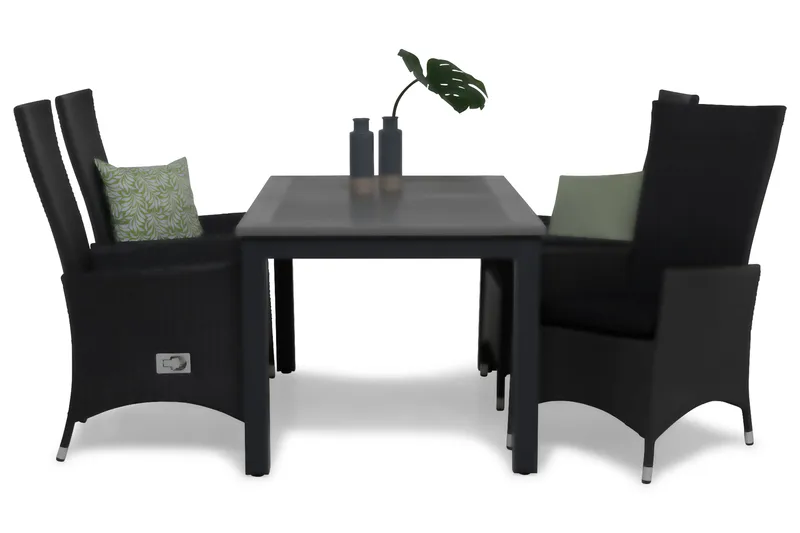 Monaco Matgrupp 152-210 + 4 Jenny Ställbar Fåtölj m Dyna - Svart - Products - Utemöbler & utemiljö - Utegrupp - Matgrupp utomhus