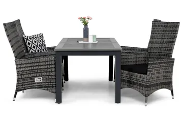 Monaco Matgrupp Utomhus 152-210 + 4 Jenny Ställbar Fåtölj m Dyna - Grå/Svart - Products - Utemöbler & utemiljö - Utegrupp - Matgrupp utomhus