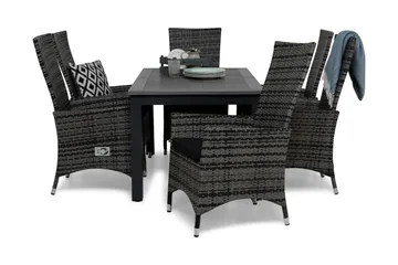 Monaco Matgrupp Utomhus 152-210 + 6 Jenny Ställbar Fåtölj m Dyna - Grå/Svart - Products - Utemöbler & utemiljö - Utegrupp - Matgrupp utomhus