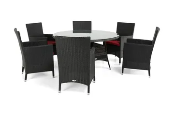 Thor Matgrupp Ø140 + 6 Thor Fåtölj - Grå/Svart - Products - Utemöbler & utemiljö - Utegrupp - Matgrupp utomhus