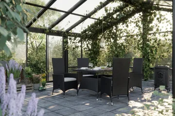 Thor Matgrupp Utomhus 140 + 6 Jenny Ställbar Fåtölj m Dyna - Svart/Svart/Svart - Products - Utemöbler & utemiljö - Utegrupp - Matgrupp utomhus