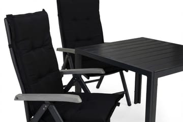 Tunis Matgrupp Utomhus 90x90 + 2 Monaco Lyx Positionsstol m Dyna - Svart/Grå - Products - Utemöbler & utemiljö - Utegrupp - Matgrupp utomhus