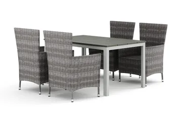 Tunis utomhus matgrupp 140x90 cm med 4 Thor utefåtöljer - Vit/Grå - Products - Utemöbler & utemiljö - Utegrupp - Matgrupp utomhus